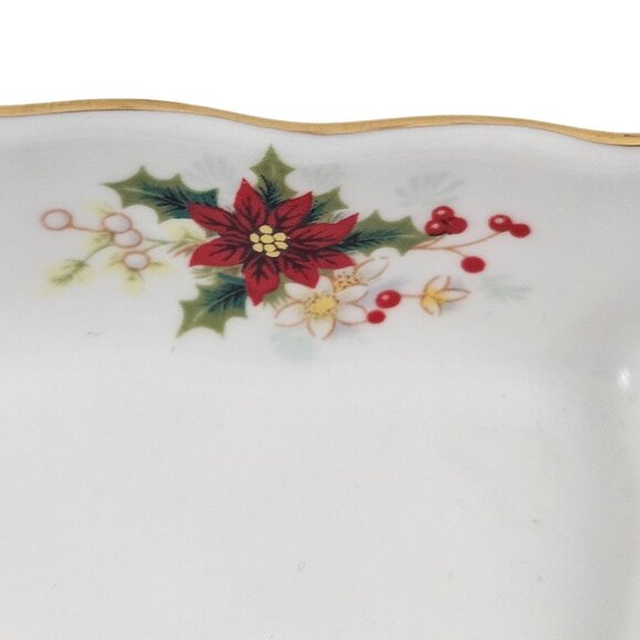 Royal Albert Mint Tray Bone China Poinsettia Floral Rectangular England 1976 - Picture 8 of 10